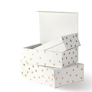 Kate Spade New York Nesting‎ Box, Gold Dot with Script, Gold Polka Dot Gift Box